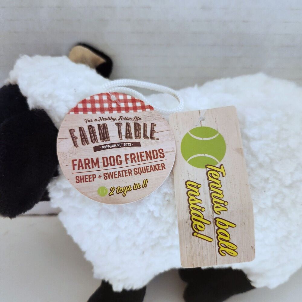 Sheep Squeaker Dog Toy with Tennis Ball Inside, 2 Toys in One - Picture 4 of 4